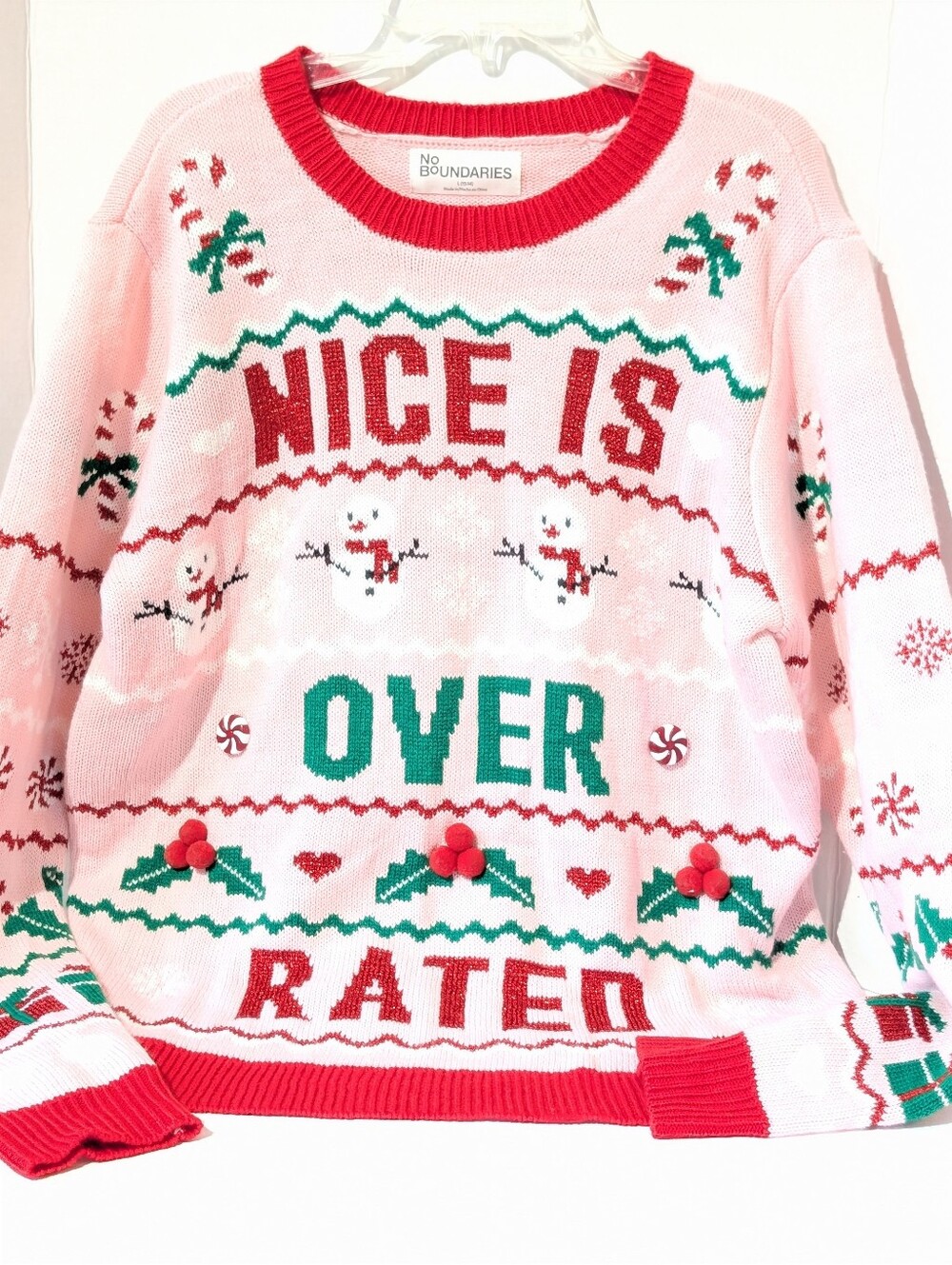 No Boundaries Pink Ugly Christmas Sweater Size Large
